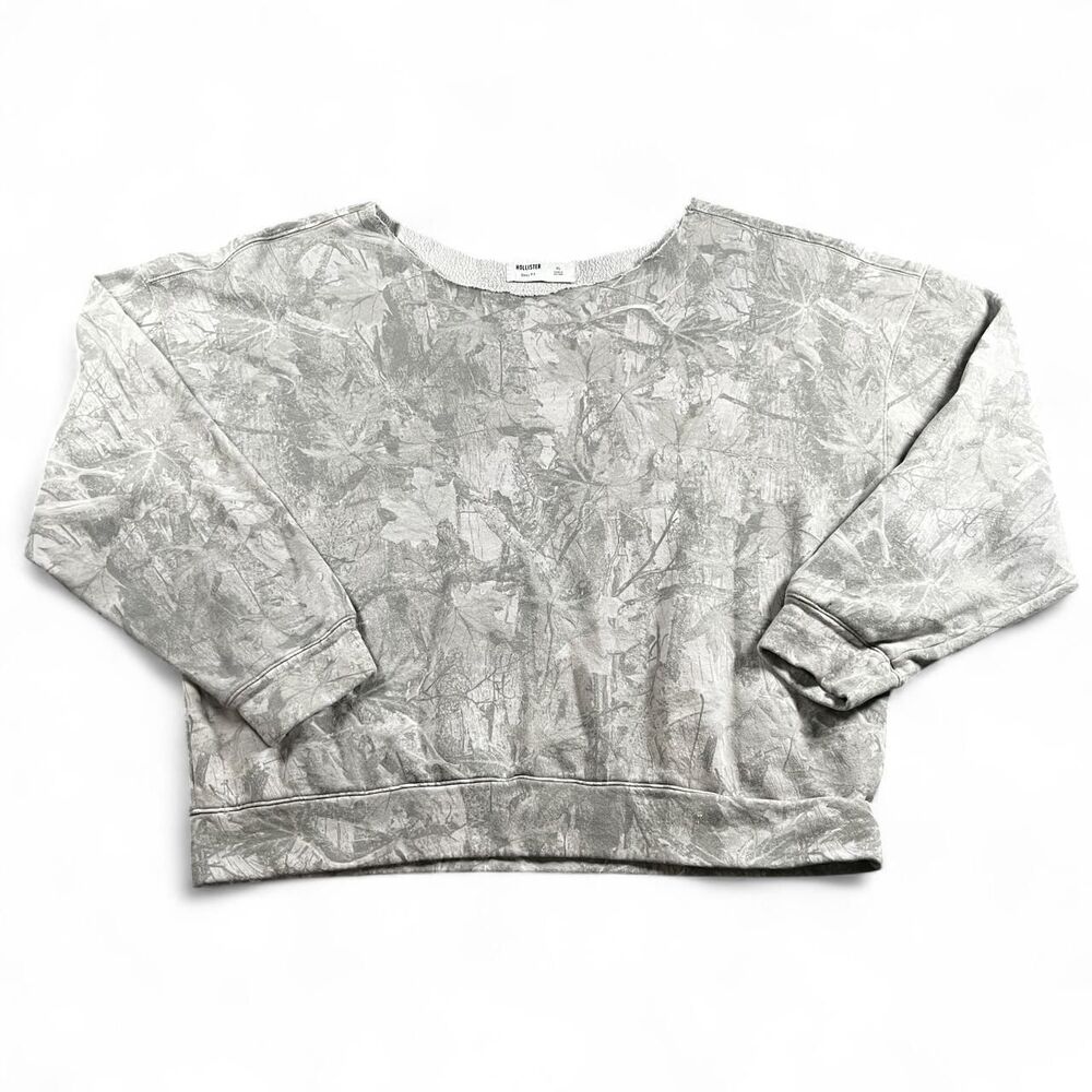 Hollister-co Women's Grey and White Sweatshirt
